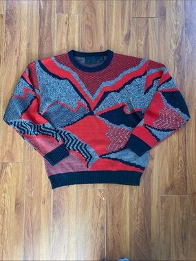 Vintage Abstract Patterned Knit Sweater